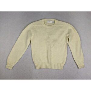 Vintage Women's Sweater Size Medium Ivory Loo &Boo Pullover Crew Neck Acrylic